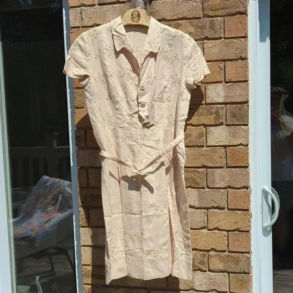 Mediterranean Vintage Linen Dress